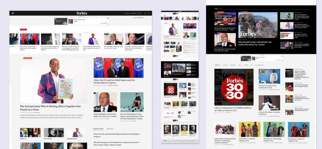 UI Design of Forbes Africa Website